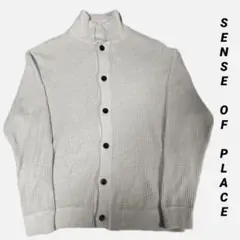 SENSE OF PLACE 薄いグレー メッシュニットカーディガン
