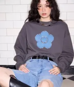 MARYQUANT×PUBLUX フラワーモチーフ デニムドッキングスウェットのサムネイル