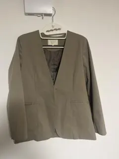 Beams ノーカラーベージュジャケット