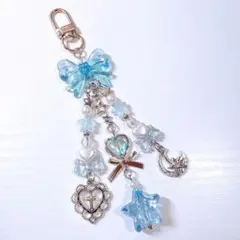 BL32 ビーズキーホルダー コレクトブック ブルー 水色 チャーム y2k