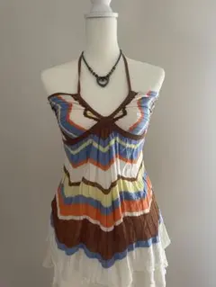 MISSOURI ストライプ柄 ハルターキャミソール