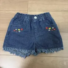 花柄刺繍 デニムショートパンツ 110cm