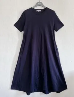 【良品】23区 ペルーコットンフレアワンピース ネイビー 38 中村アン着用
