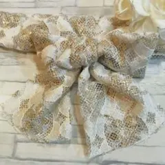 R-31レース帯揚げ❀着物 振袖 成人式 卒業式 和装小物 帯飾り❀ゴールド