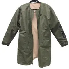 F03 FILA リバーシブルロングジャケット オリーブグリーン/ベージュ ボア