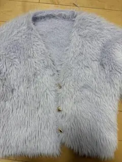 ファー風淡紫色カーディガン