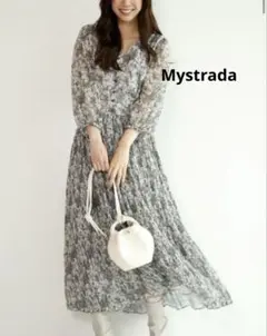 極美品　Mystrada ぼかしフラワープリーツワンピース　サイズ36