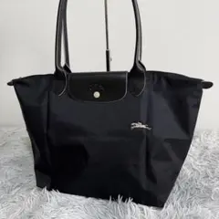 美品 ロンシャン プリアージュクラブ 折りたたみトート ブラック 大容量 Lのサムネイル