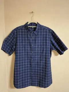 UNIQLOネイビー チェック柄 半袖シャツ