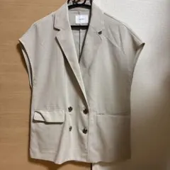 DISCOAT ベージュ ダブルボタン ベスト ジレ　サイズF