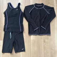 新品未使用　NIKE上下水着　ラッシュガード3点セット　ブラック