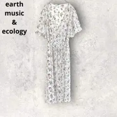 アースミュージック＆エコロジー　花柄　半袖ワンピース　ロング丈　シアー　羽織り