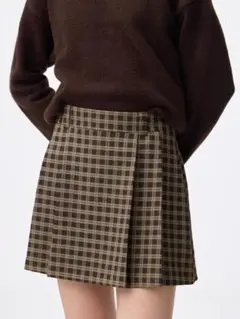 サイドプリーツチェックスコート