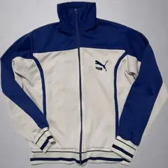 【激レア】80s PUMA トラックジャケット 台湾製 目無しロゴ 青白 Sのサムネイル