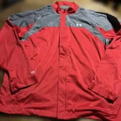 UnderArmourアンダーアーマーナイロンウィンドブレーカー赤グレーLサイズ