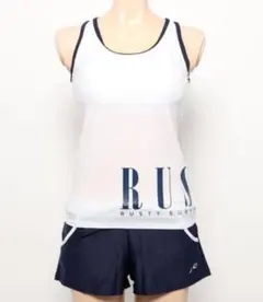 RUSTY 9号 白×紺 タンキニ 3点セット 水着 セパレート M