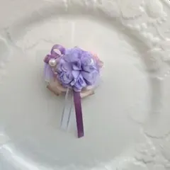 子供用　コサージュ　パープル　ハンドメイド　卒業式　入学式
