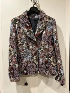 美品！ETROエトロ 花柄テーラードジャケット赤42 シルク混 レッド系 総