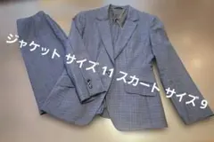 紺色系チェック柄ビジネススーツ上下