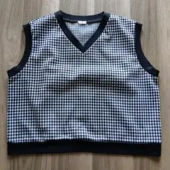 Honeys COLZA チェック柄 Vネック ノースリーブベスト L