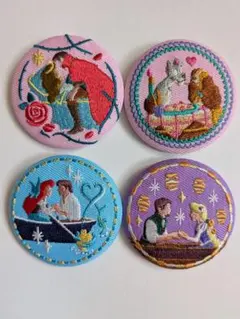 ディズニープリンセス刺繍バッジ4個セット