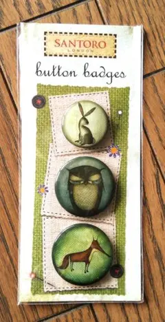 ウサギ、フクロウ、キツネ　バッジ