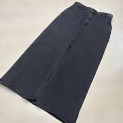 GU.レディース.前スリット入り.デニムロングスカート.M.裏地あったかタイプ.