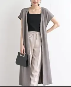 rps フレンチスリーブテレコカーディガン グレージュ