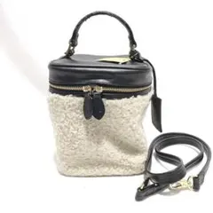 【訳あり】VASIC ヴァジック バニティバッグ ボア レザー ショルダー