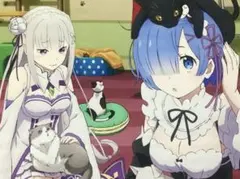 B2 タペストリー 新品 Re:ゼロから始める異世界生活 レム エミリア 猫付き