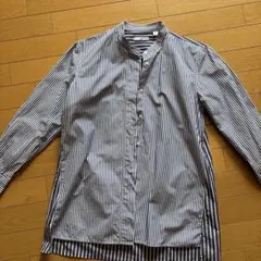 UNIQLO +J スーピマコットンスタンドカラーストライプシャツ ネイビー