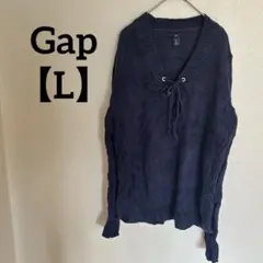 ✨一点限り✨Gap 【L】ギャップ　ネイビー Vネックニット トップス　長袖