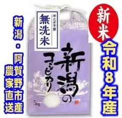 新米 令和8年新潟県産 希少な従来種コシヒカリ 白米5㌔☆農家直送色彩