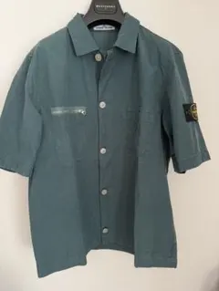 【美品】Stone Island ガーメントダイ半袖シャツ グリーン Mのサムネイル