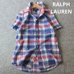 ラルフローレン　ポニー刺繡　マドラスチェックシャツ　薄手コットン　メンズライク