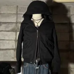 Y2K ギミック　ダブルジップ　ジャケット　ストリート　短丈　ミリタリー　フード