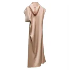 モード感◎ピーチファズ ZARA ザラ マキシワンピ ドレス ピンクベージュ