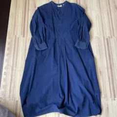 ネイビー シャツワンピース 長袖