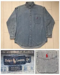 90s POLO ラルフローレン DENIM デニム BIG SHIRT XL
