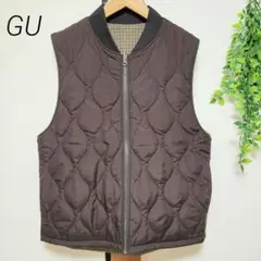 GU ジーユー リバーシブル ベスト 千鳥格子 キルティング