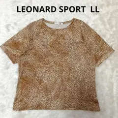レオナールスポーツ✨半袖カットソーTシャツ　豹柄　LL　プリントトリム　三共生興のサムネイル