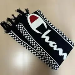 Champion マフラー フリンジ付き　黒白柄