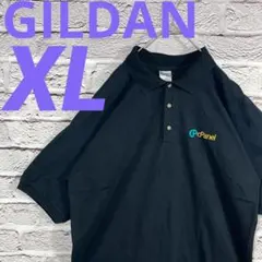 US古着GILDAN.刺繍ロゴオーバーサイズ半袖ポロシャツ黒アメカジストリートのサムネイル