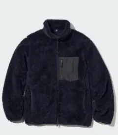 美品　ユニクロ　防風フリースボアジャケット　ダークネイビー メンズＳ