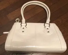ホワイト クロコダイル風 ハンドバッグ