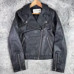 Ray BEAMS シープスキン ダブルライダースジャケット 羊革 黒