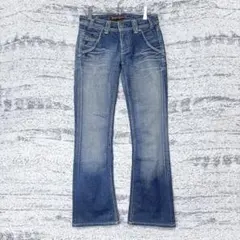 ヤヌーク デニムパンツ ブーツカット ローライズ ヴィンテージライク 23インチ