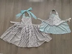 マールマール　エプロンドレス　タキシードスタイ　お揃い　姉弟　ストライプ　セット