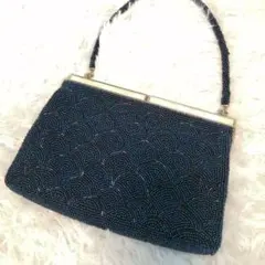波模様 総ビーズハンドバッグ