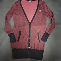 FRED PERRY レオパード柄ボタン付きカーディガン UK 12